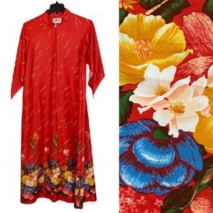 VTG BUTTERFIELD 8 Kaftan House Coat Robe Floral